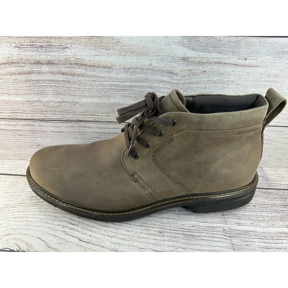 ECCO Men's Coffee Nubuck Turn II Waterproof Lace Chukka Boots Size 11-11.5 EU 45